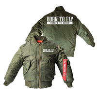 Thumbnail for Born To Fly Forced To Work Designed Designed Children Bomber Jackets