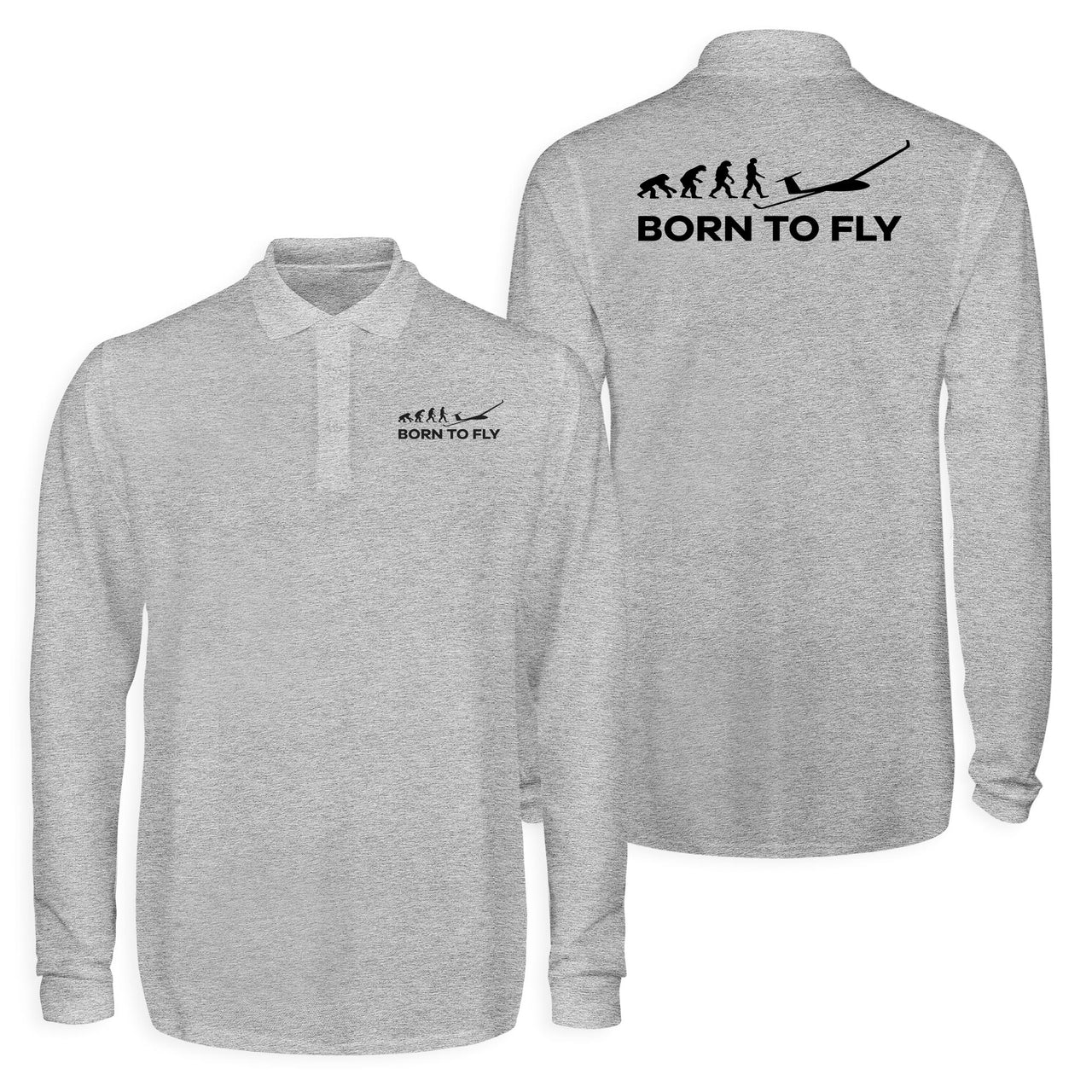 Born To Fly Glider Designed Long Sleeve Polo T-Shirts (Double-Side)