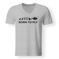 Thumbnail for Born To Fly Helicopter Designed V-Neck T-Shirts