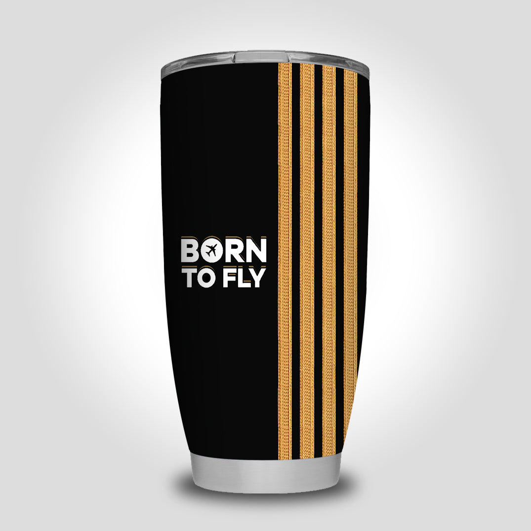 Born To Fly & Pilot Epaulettes (4 Lines) Designed Tumbler Travel Mugs