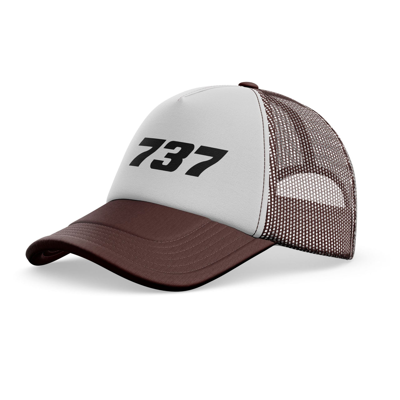 737 Flat Text Designed Trucker Caps & Hats