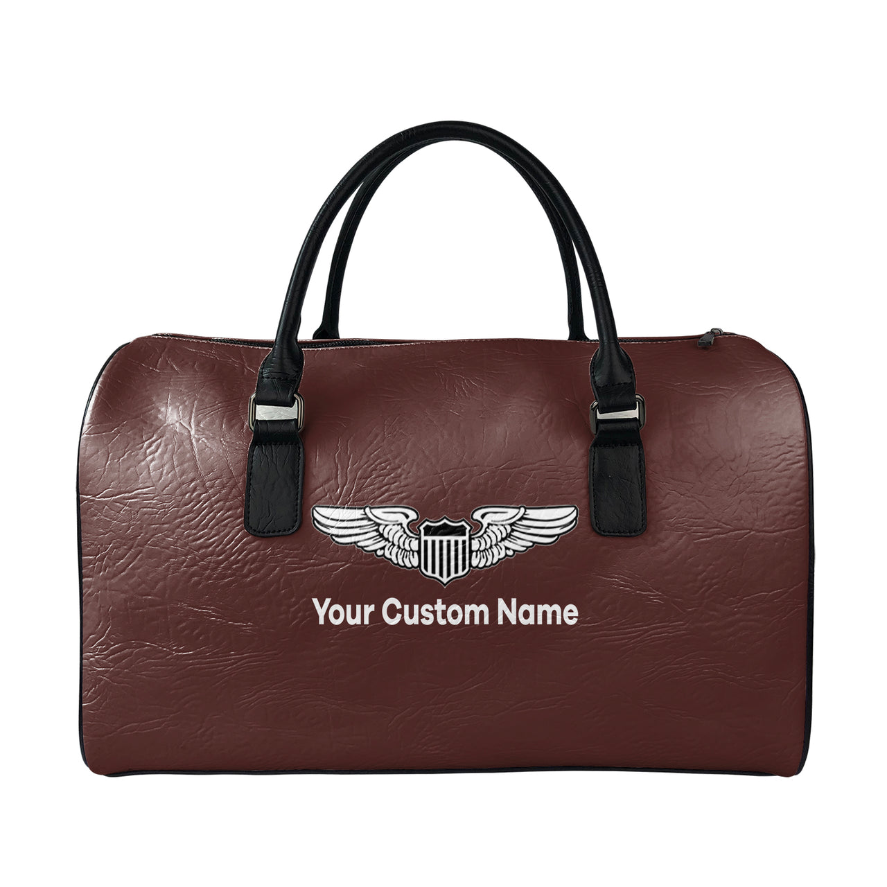 Custom Name (Military Badge ) Designed Leather Travel Bag