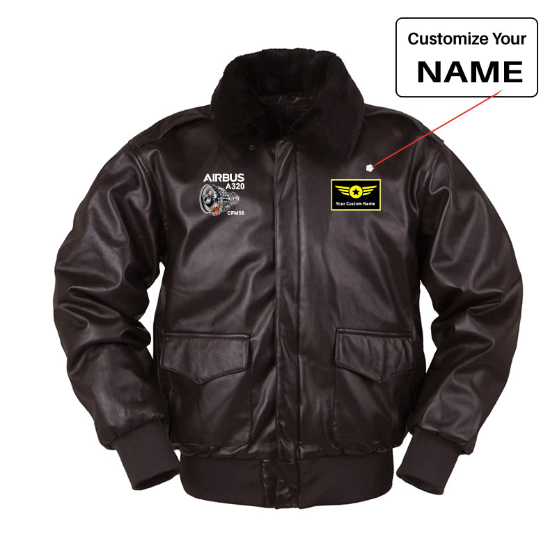 Airbus A320 & CFM56 Engine Designed Leather Bomber Jackets