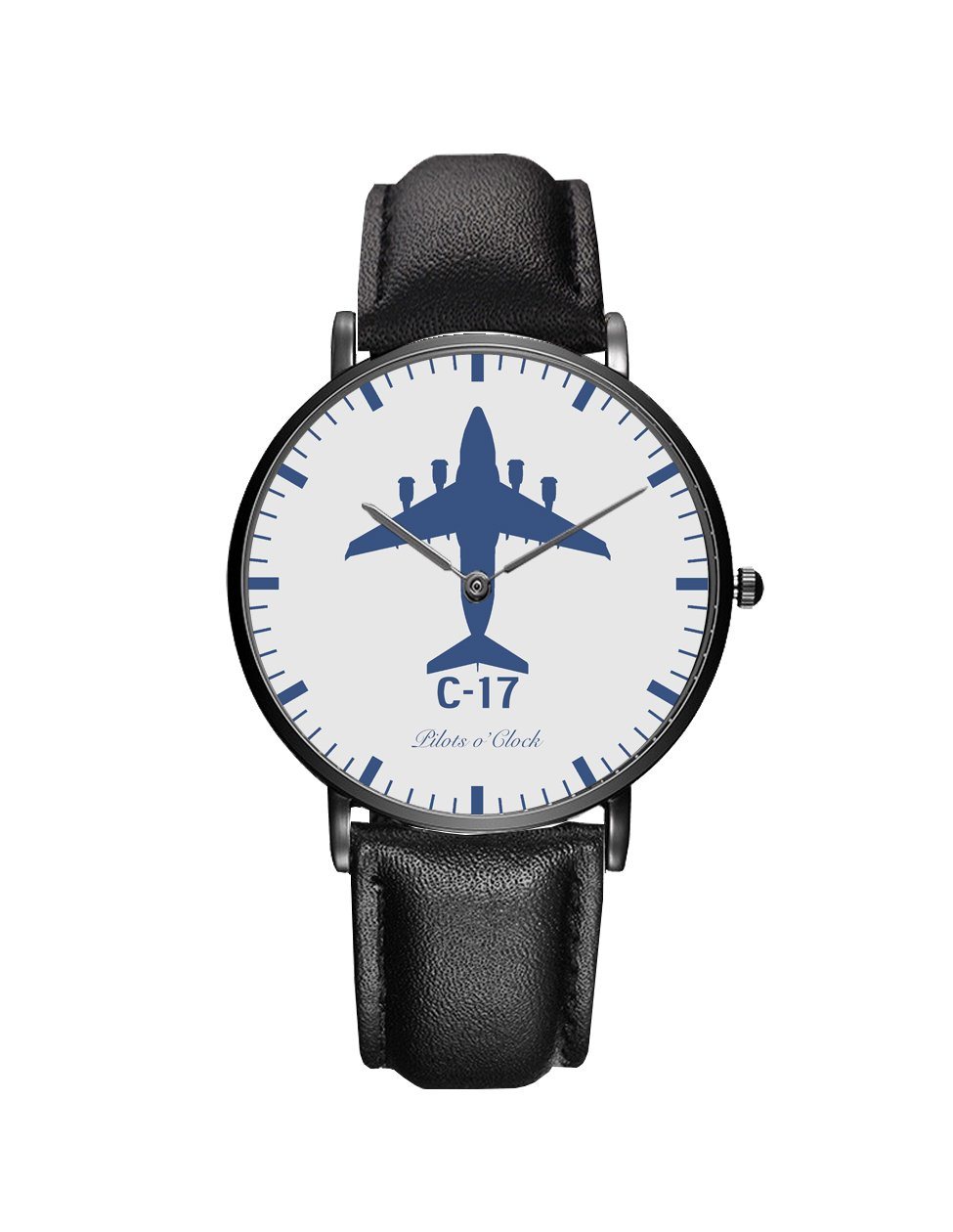 Boeing GlobeMaster C-17 Leather Strap Watches Pilot Eyes Store Black & Black Leather Strap 