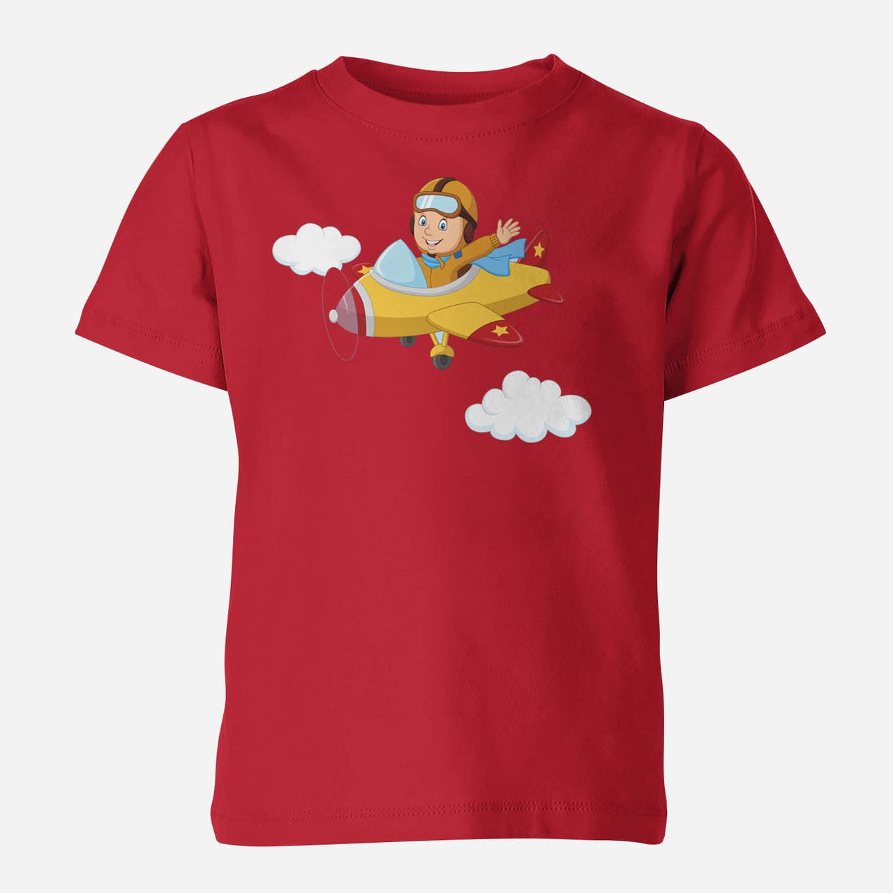 Cartoon Little Boy Operating Plane Children T-Shirts