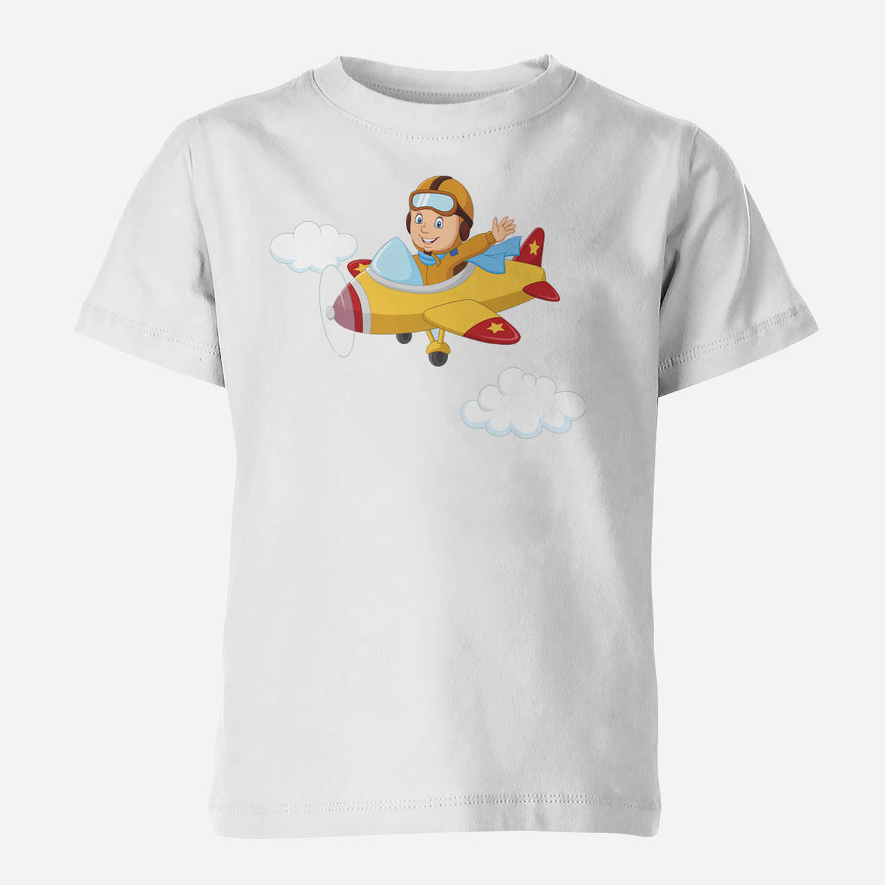 Cartoon Little Boy Operating Plane Children T-Shirts