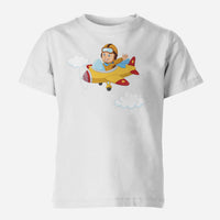 Thumbnail for Cartoon Little Boy Operating Plane Children T-Shirts