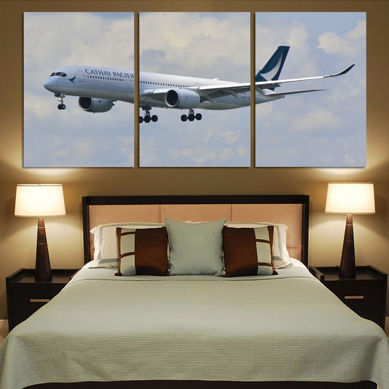 Cathay Pacific Airbus A350 Printed Canvas Posters (3 Pieces) Aviation Shop 
