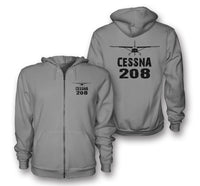 Thumbnail for Cessna 208 & Plane Designed Zipped Hoodies