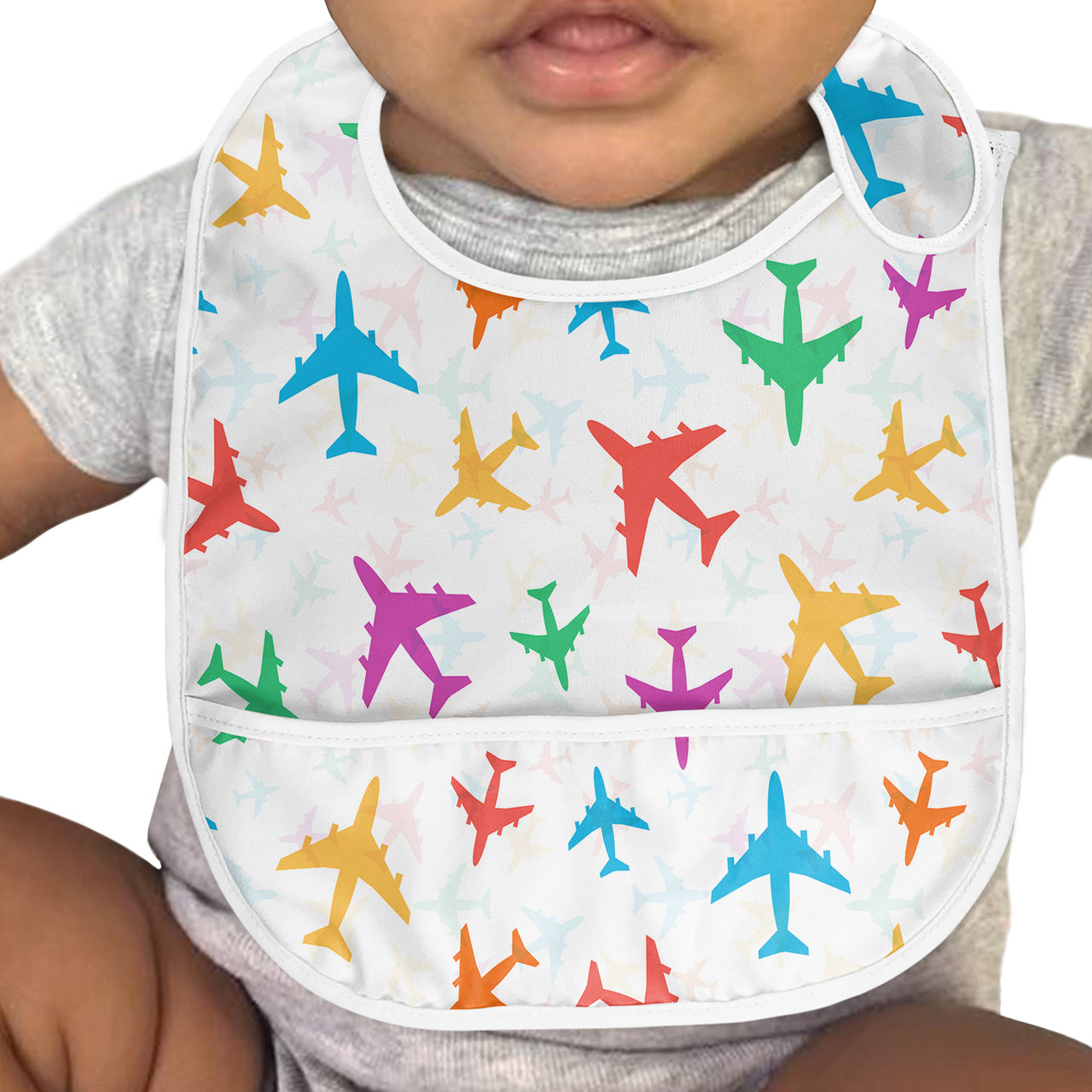 Cheerful Seamless Airplanes Designed Baby Bib