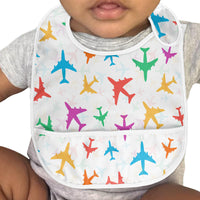 Thumbnail for Cheerful Seamless Airplanes Designed Baby Bib