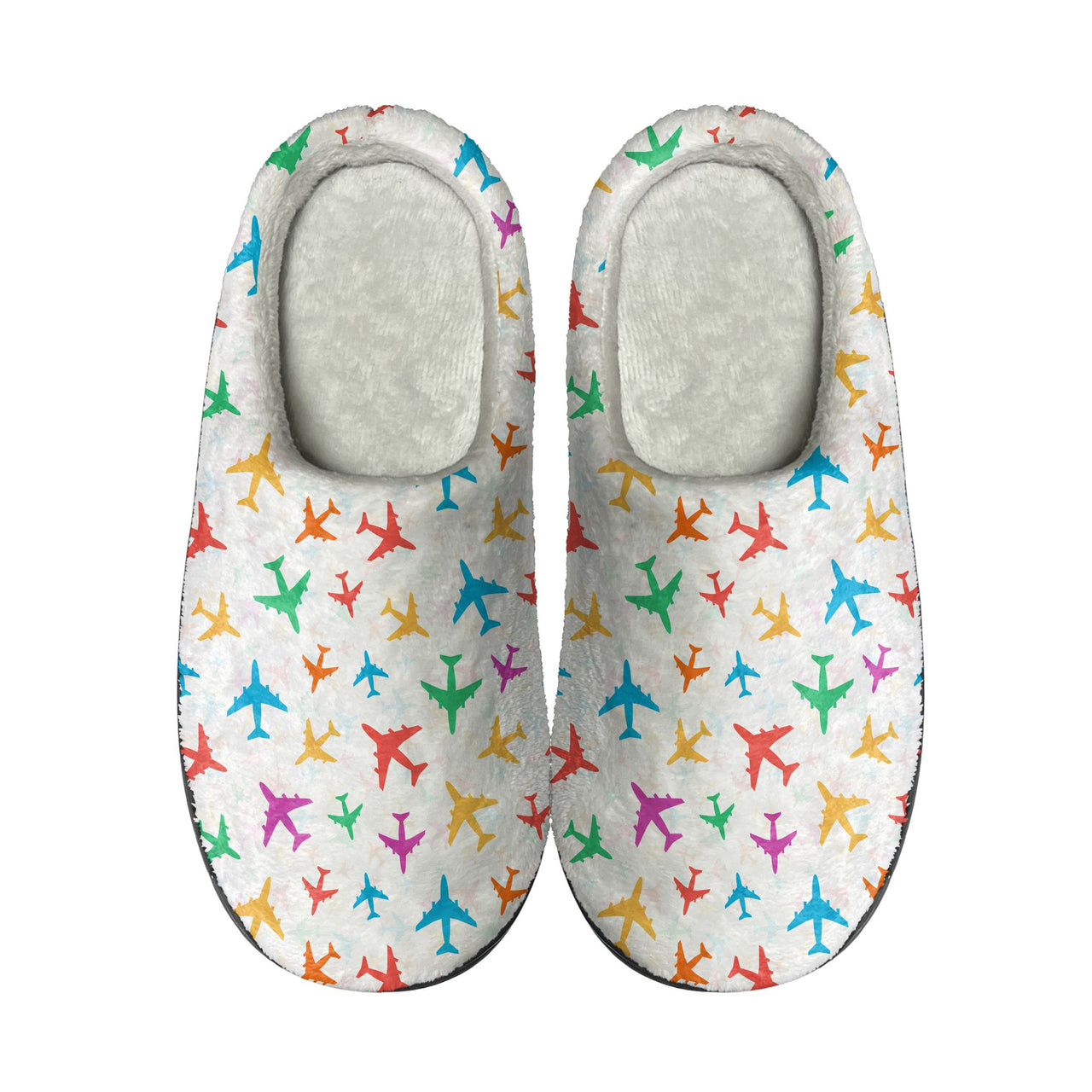 Cheerful Seamless Airplanes Designed Cotton Slippers