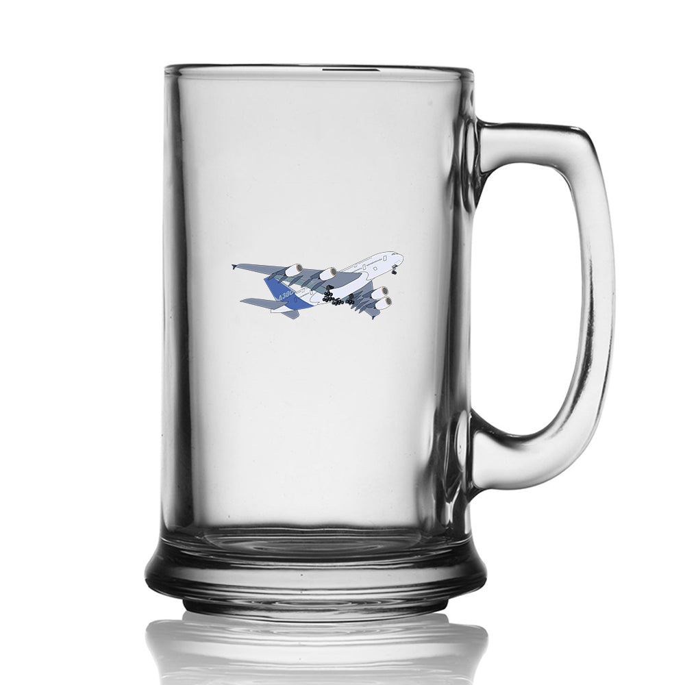 Colourful Airbus A380 Designed Beer Glass with Holder
