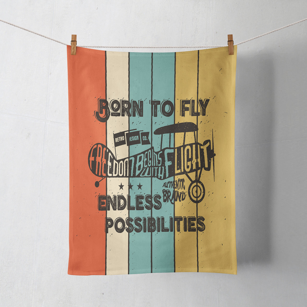 Colourful Born To Fly Designed Towels