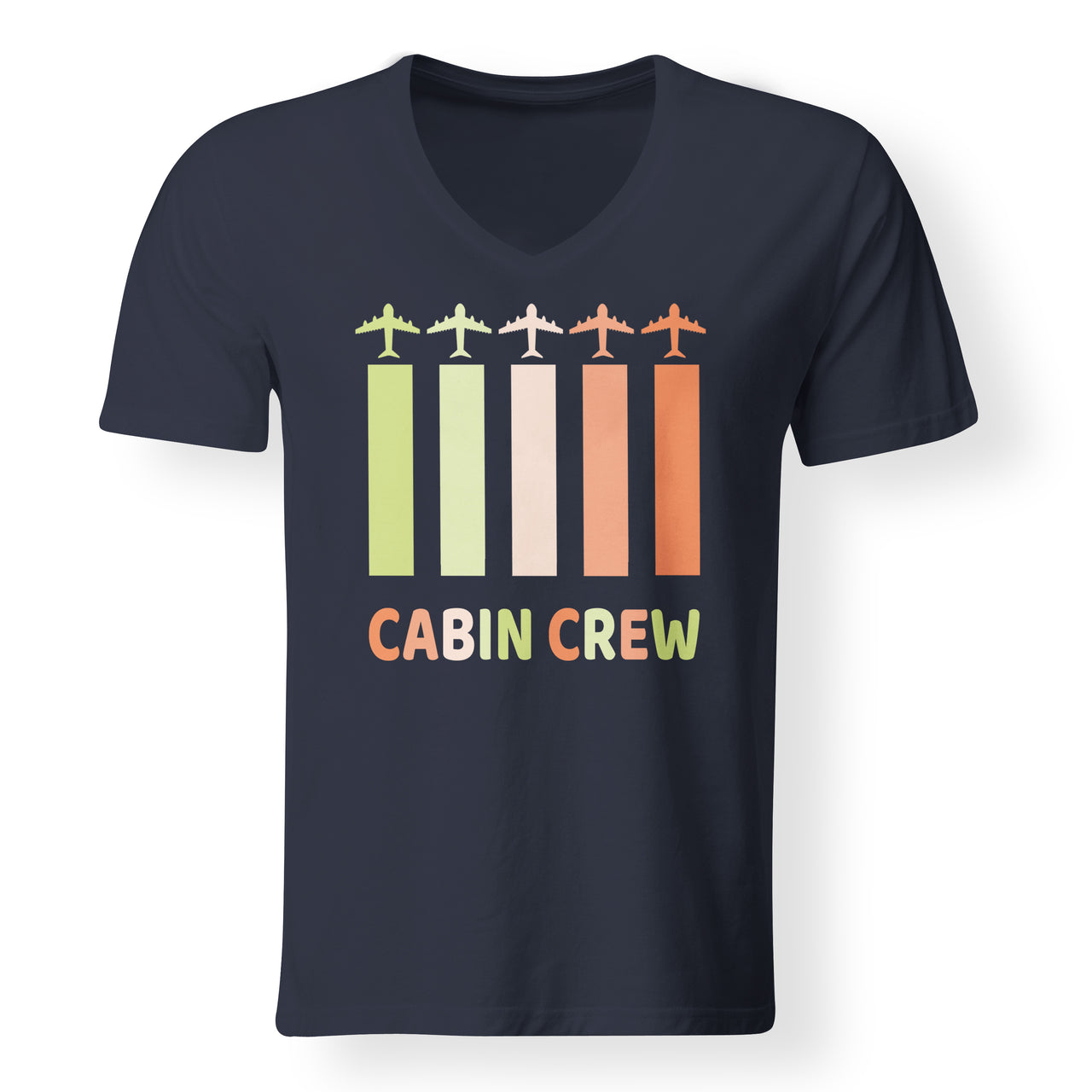 Colourful Cabin Crew Designed V-Neck T-Shirts