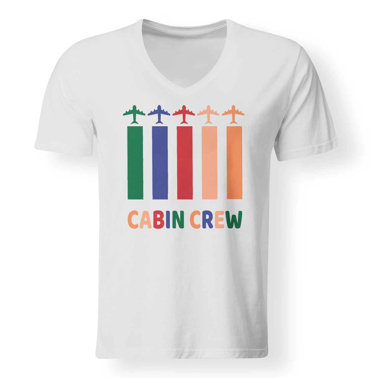 Colourful Cabin Crew Designed V-Neck T-Shirts