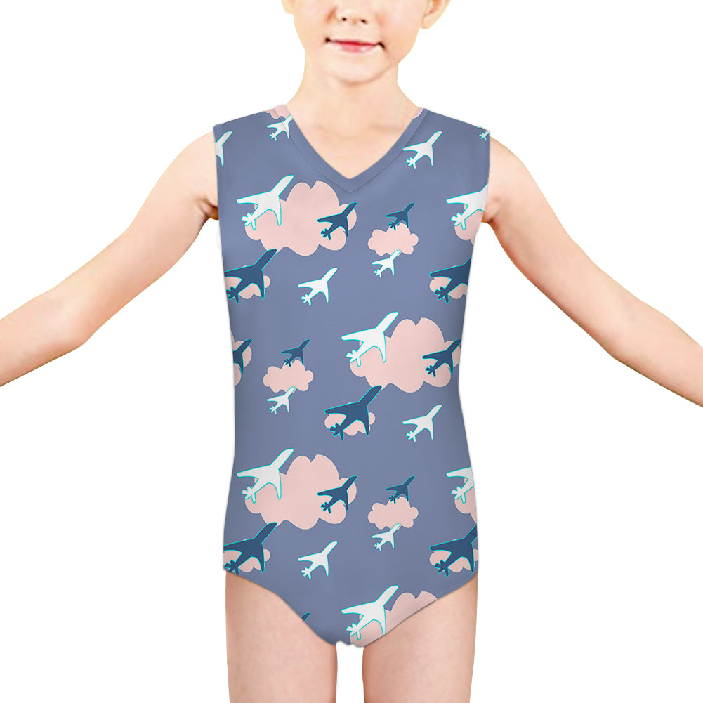 Cool & Super Airplanes (Vol2) Designed Kids Swimsuit