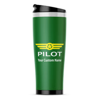 Thumbnail for Custom Name & Pilot & Badge Designed Travel Mugs