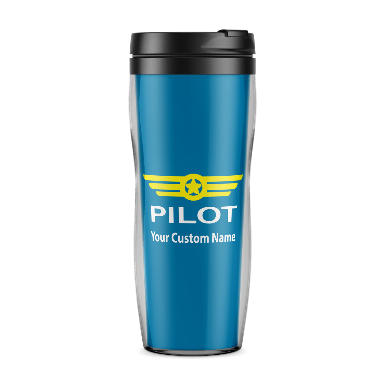 Custom Name & Pilot & Badge Designed Plastic Travel Mugs