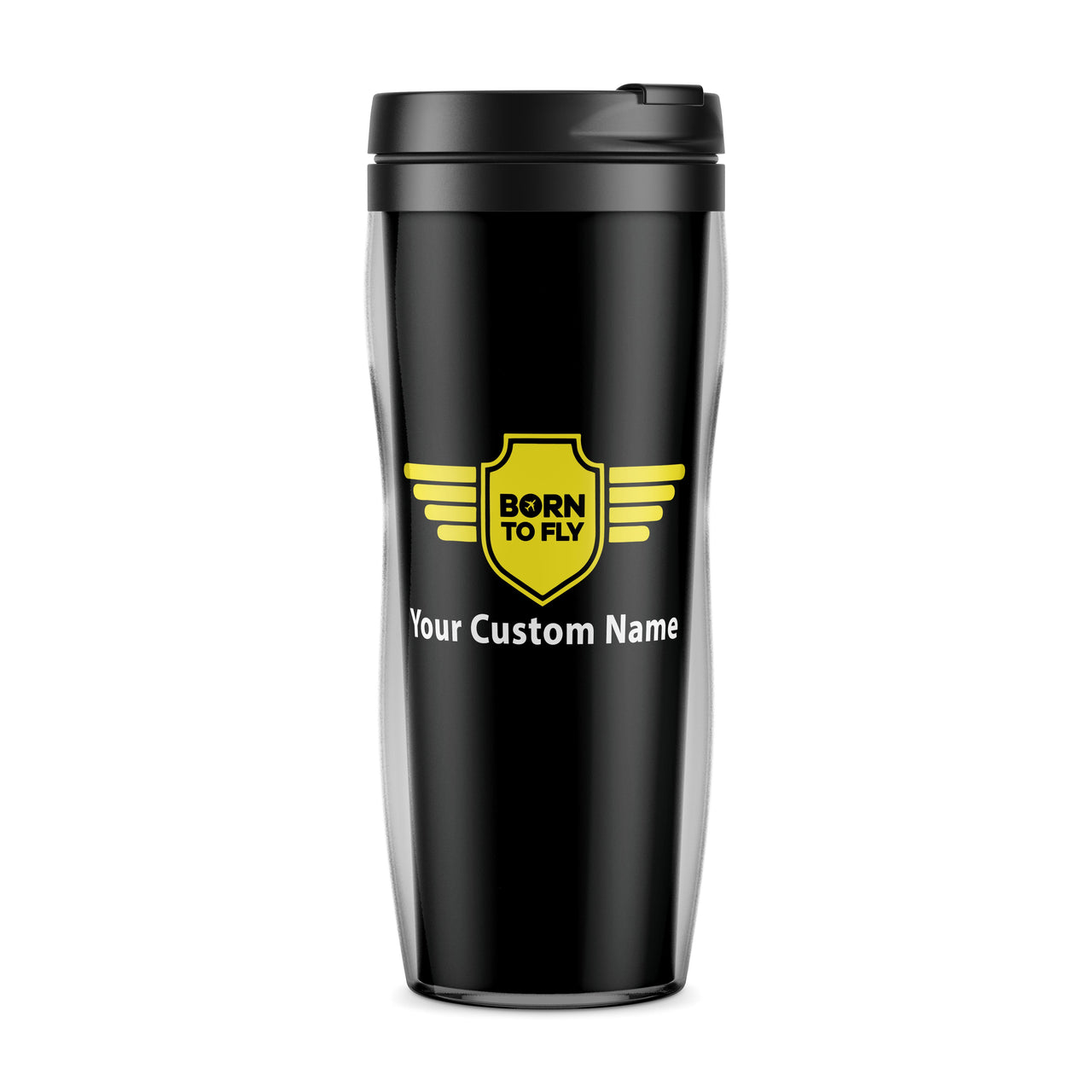 Custom Name "Badge 5" Designed Plastic Travel Mugs