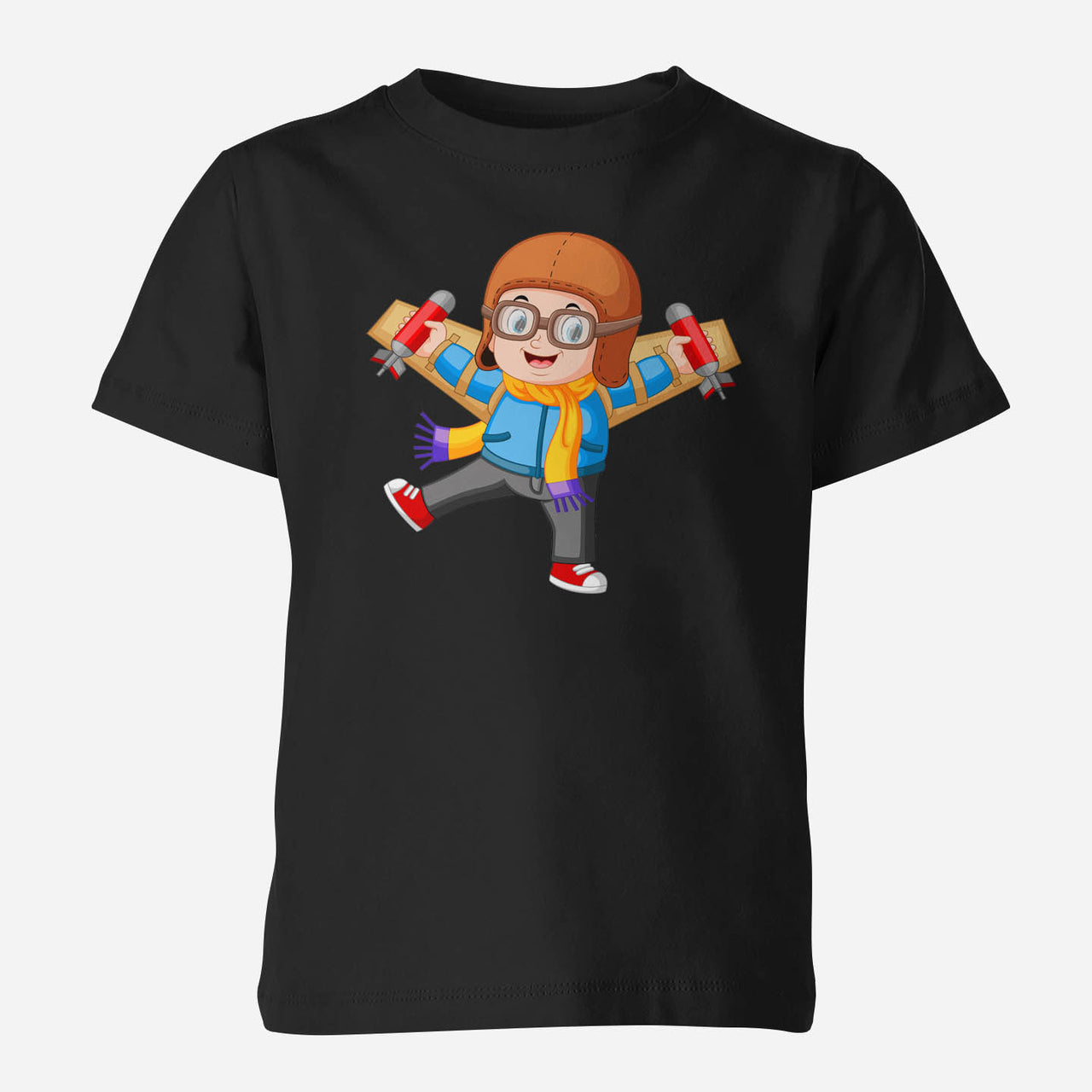 Cute Little Boy Pilot Costume Playing With Wings Children T-Shirts