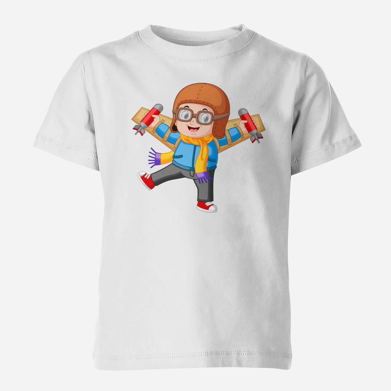 Cute Little Boy Pilot Costume Playing With Wings Children T-Shirts