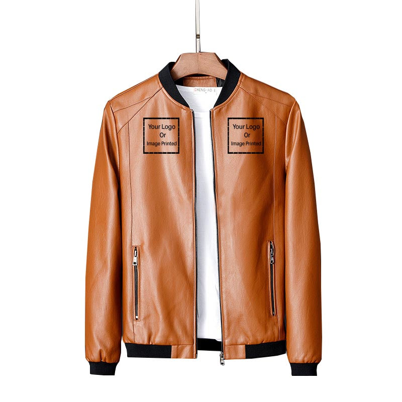 Custom DOUBLE LOGOS Designed PU Leather Jackets