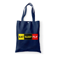 Thumbnail for Eat Sleep Fly (Colourful) Designed Tote Bags