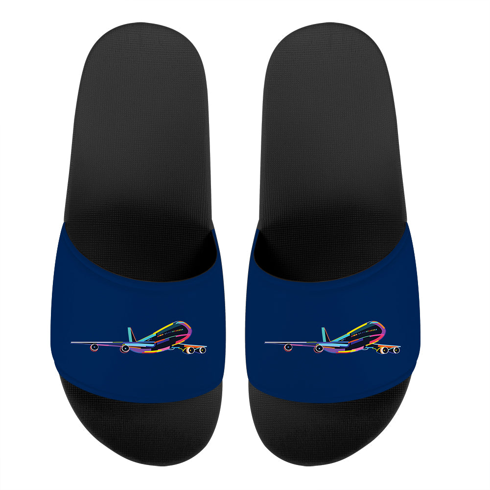 Multicolor Airplane Designed Sport Slippers