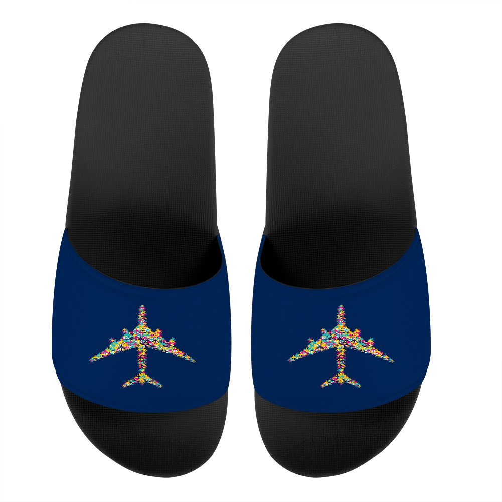 Colourful Airplane Designed Sport Slippers