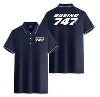 Thumbnail for Boeing 747 & Text Designed Stylish Polo T-Shirts (Double-Side)