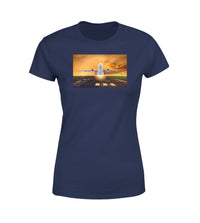 Thumbnail for Amazing Departing Aircraft Sunset & Clouds Behind Designed Women T-Shirts
