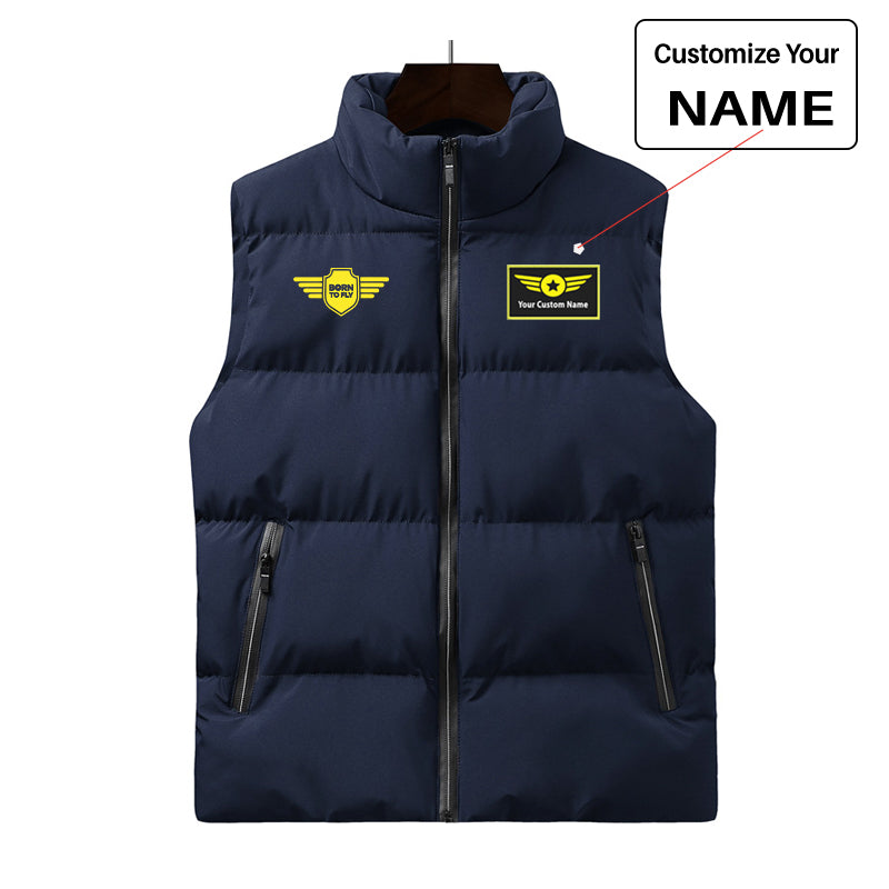 Born To Fly & Badge Designed Puffy Vests