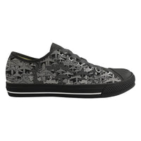 Thumbnail for Dark Coloured Airplanes Designed Canvas Shoes (Men)