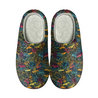 Thumbnail for Dark Coloured Passport Stamps Designed Cotton Slippers