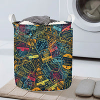 Thumbnail for Dark Coloured Passport Stamps Designed Laundry Baskets