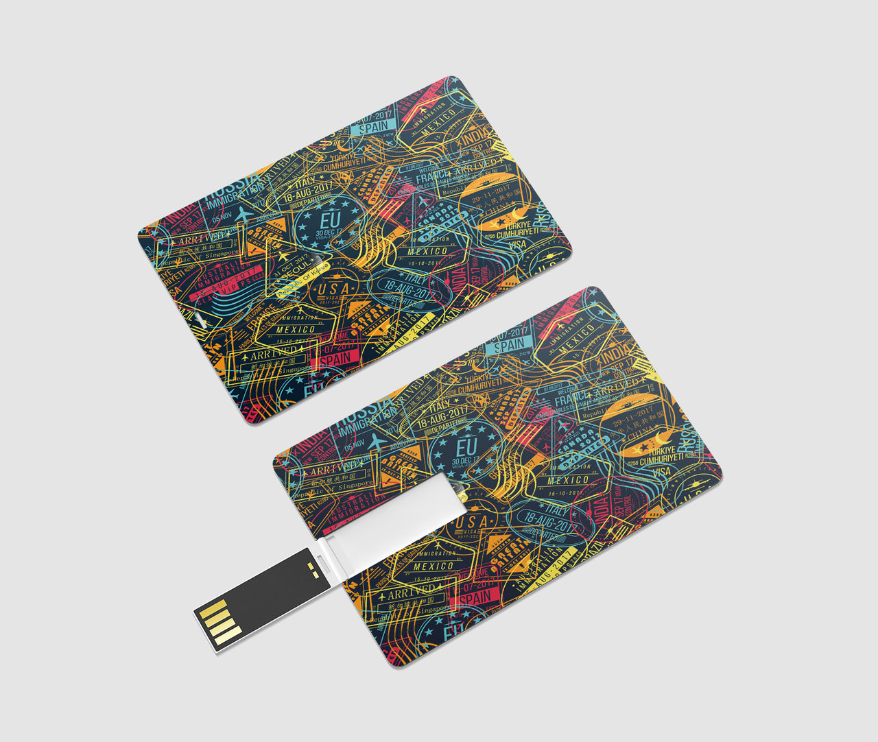 Dark Coloured Passport Stamps Designed USB Cards