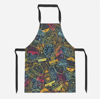 Thumbnail for Dark Coloured Passport Stamps Designed Kitchen Aprons