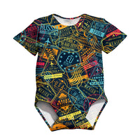 Thumbnail for Dark Coloured Passport Stamps Designed 3D Baby Bodysuits