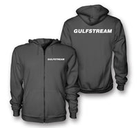 Thumbnail for Gulfstream & Text Designed Zipped Hoodies