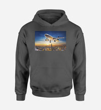 Thumbnail for Super Aircraft over City at Sunset Designed Hoodies