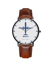 Thumbnail for Bombardier Dash-8 Leather Strap Watches Pilot Eyes Store Black & Brown Leather Strap 