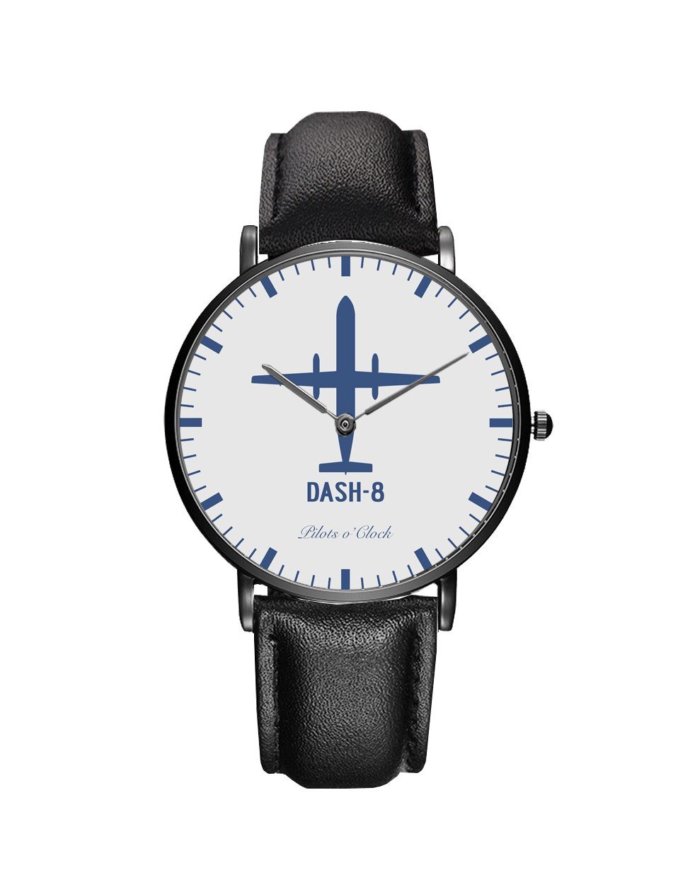 Bombardier Dash-8 Leather Strap Watches Pilot Eyes Store Black & Black Leather Strap 