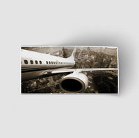 Thumbnail for Departing Aircraft & City Scene behind Designed Stickers