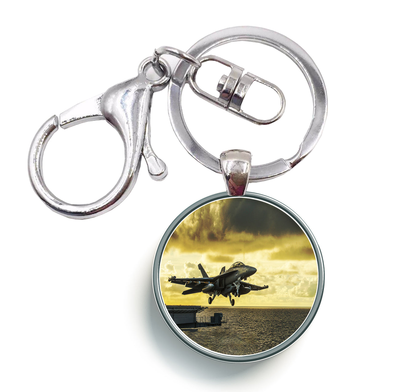 Departing Jet Aircraft Designed Circle Key Chains
