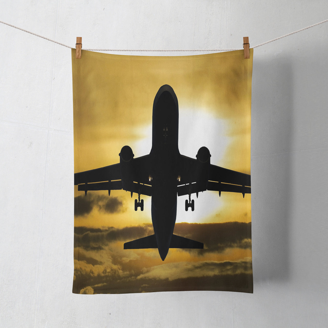 Departing Passanger Jet During Sunset Designed Towels
