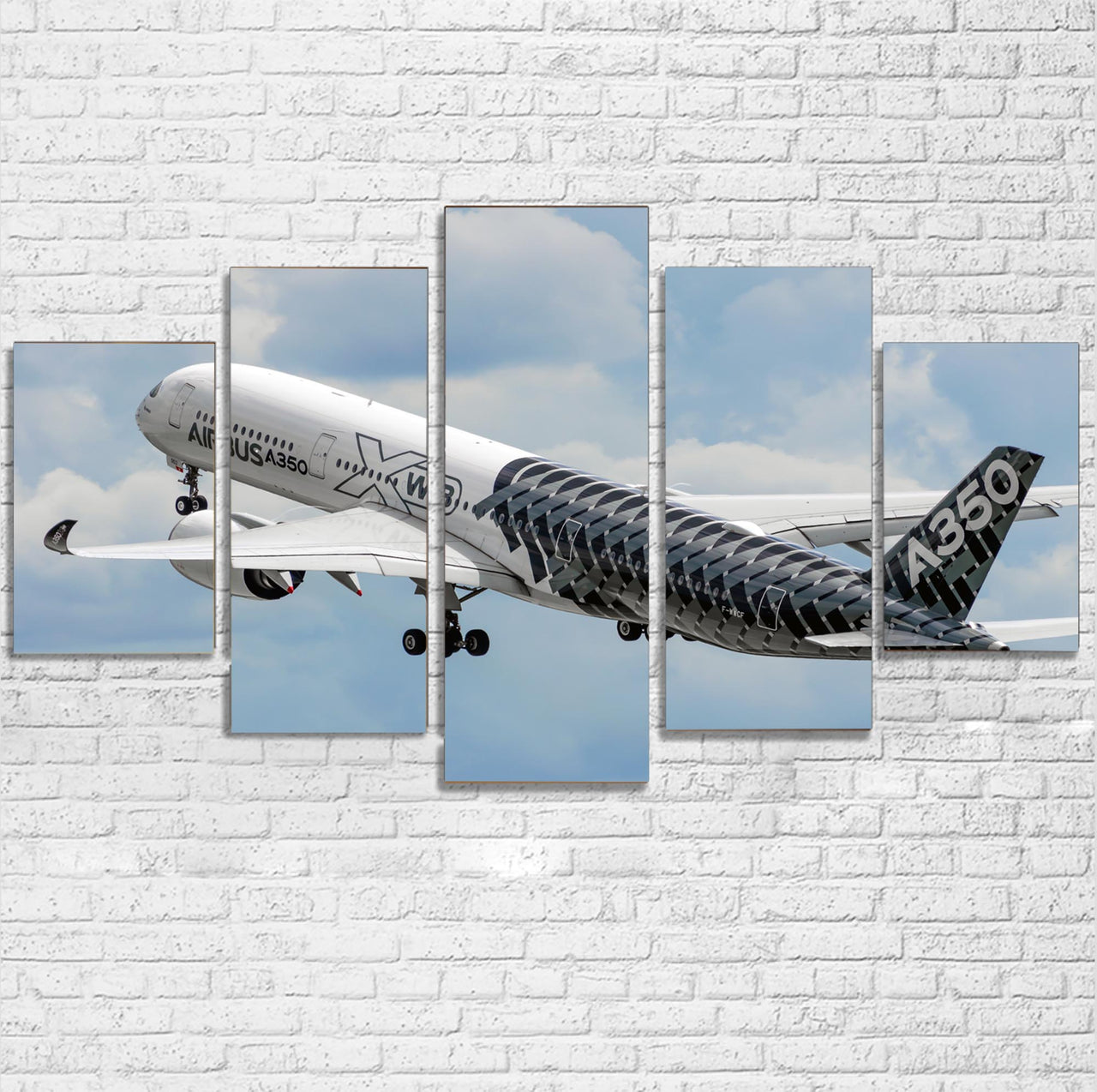Departing Airbus A350 (Original Livery) Printed Multiple Canvas Poster