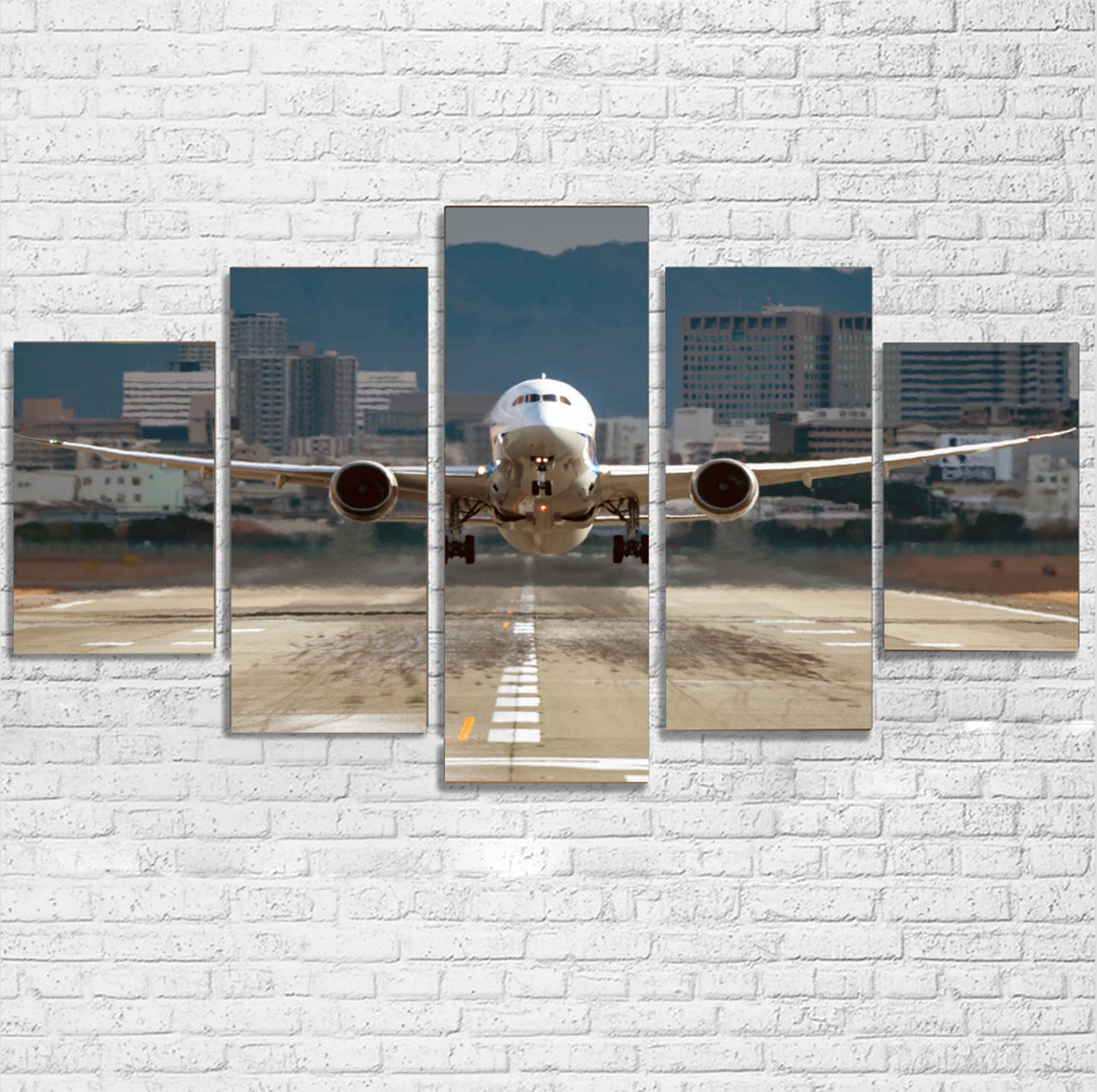 Departing Boeing 787 Dreamliner Printed Multiple Canvas Poster