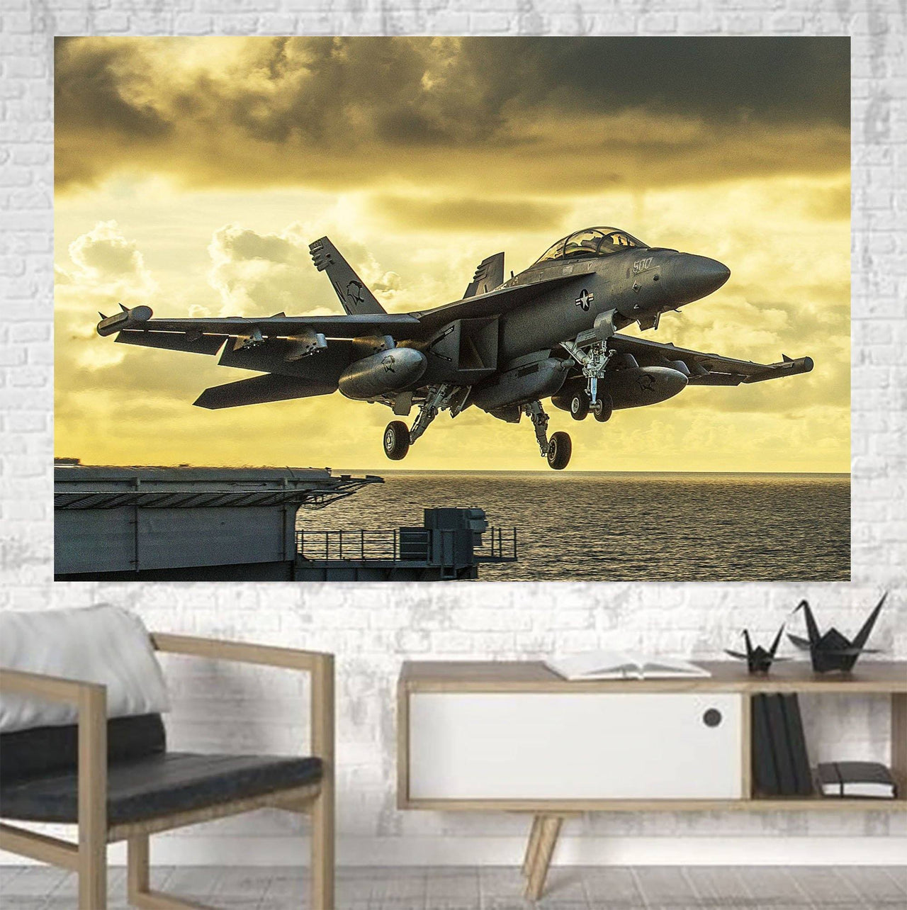 Departing Jet Aircraft Printed Canvas Posters (1 Piece) Aviation Shop 