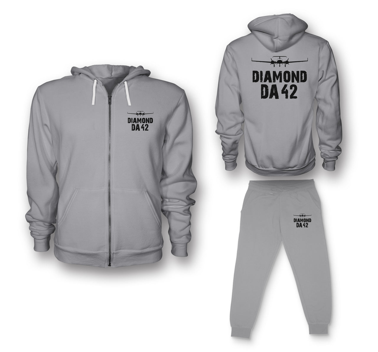 Diamond DA42 & Plane Designed Zipped Hoodies & Sweatpants Set
